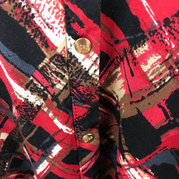 BCBGMaxAzria Button Front Printed Tunic - Picture 6 of 7